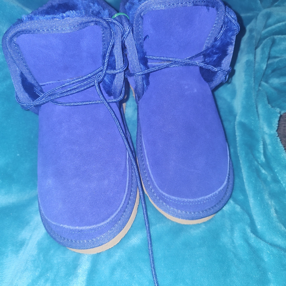 UGG Blue Ankle Boots with Suede and Lace-Up Design